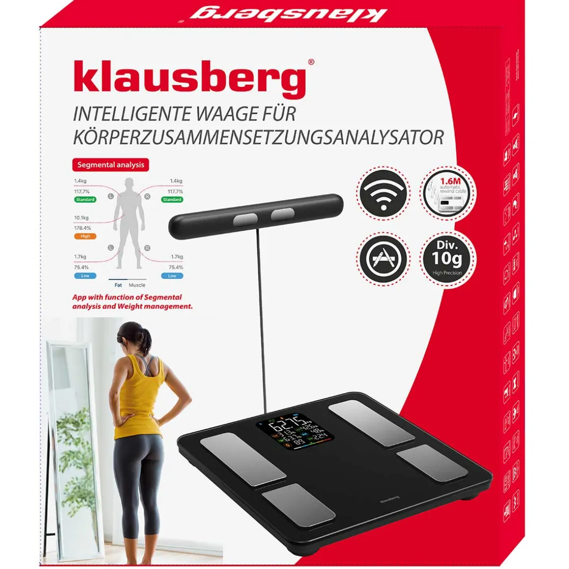 ANALITYCZNA WAGA ŁAZIENKOWA SMART IOS ANDROID KLAUSBERG KB-7856
