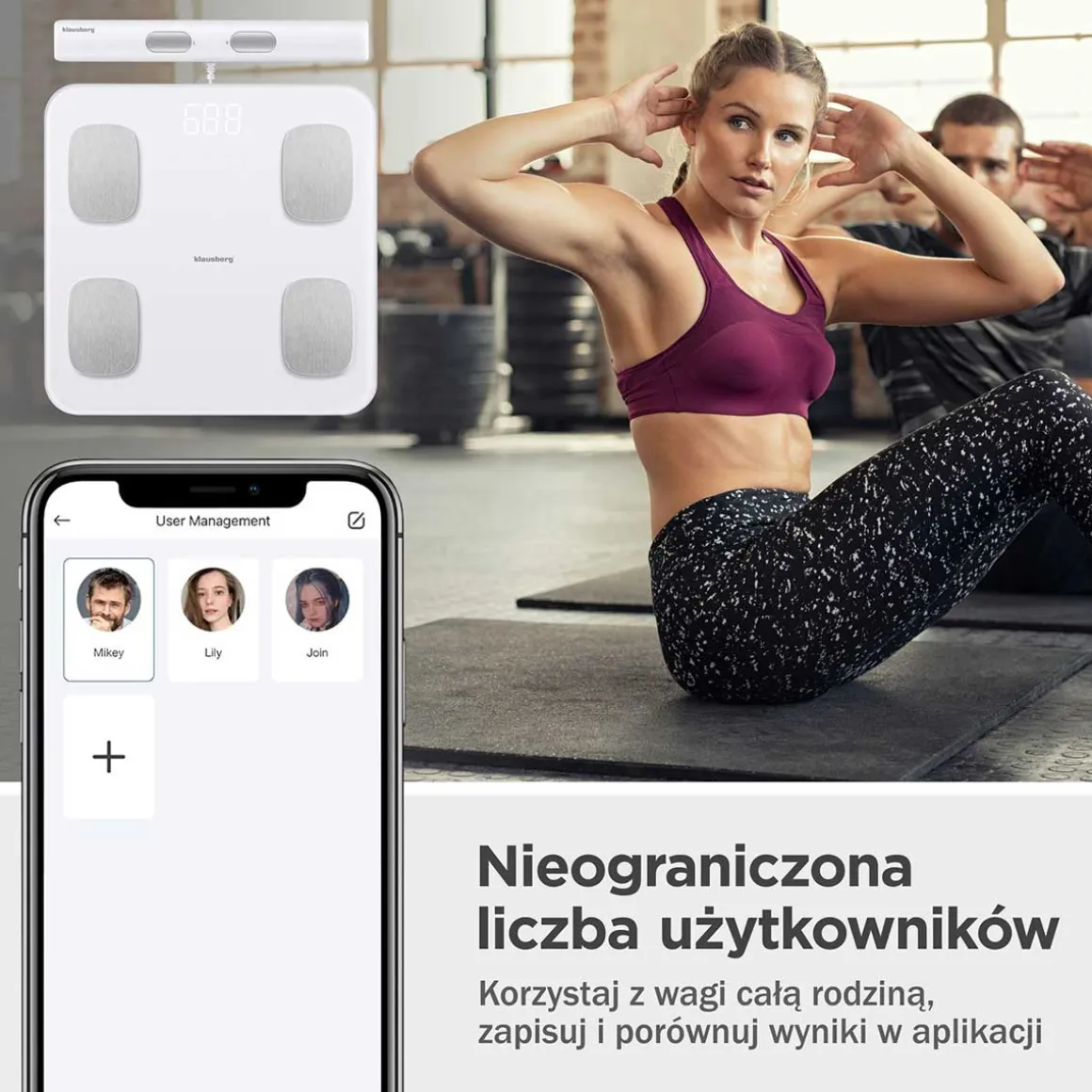ANALITYCZNA WAGA ŁAZIENKOWA SMART IOS ANDROID KLAUSBERG KB-7853