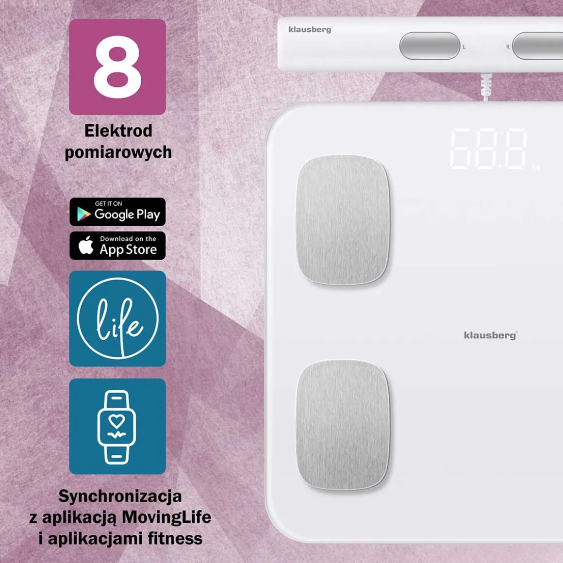 ANALITYCZNA WAGA ŁAZIENKOWA SMART IOS ANDROID KLAUSBERG KB-7853