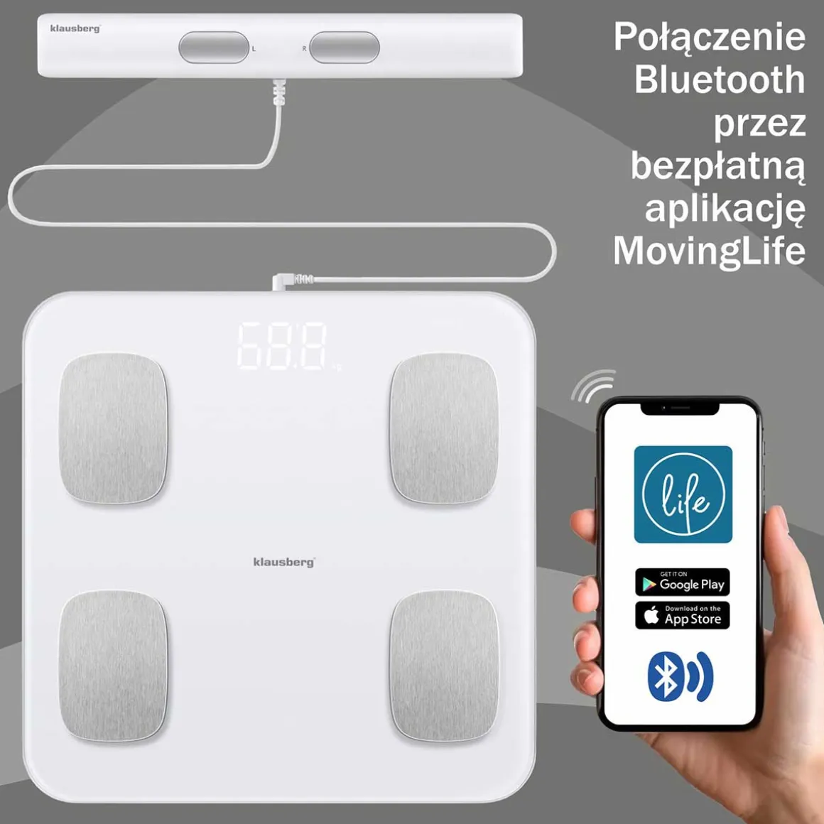 ANALITYCZNA WAGA ŁAZIENKOWA SMART IOS ANDROID KLAUSBERG KB-7853