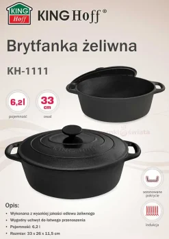 BRYTFANNA ŻELIWNA 33cm 6,2L KINGHOFF KH-1111
