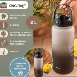 BUTELKA BIDON ZE SŁOMKĄ NA WODĘ 2L KINGHOFF KH-2009
