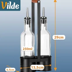 BUTELKI SZKLANE DO OLIWY OCTU 2x 250ml W STOJAKU 229274