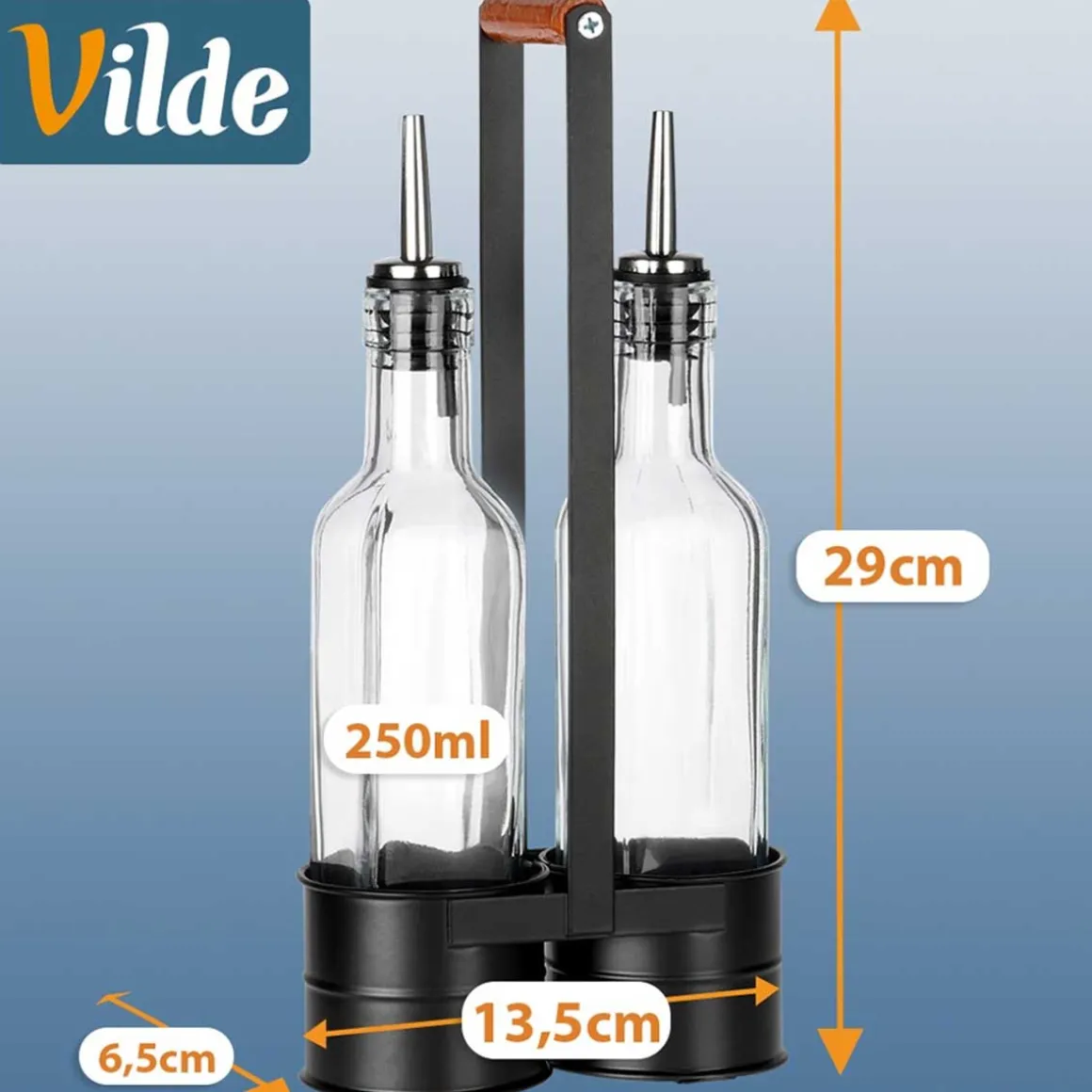BUTELKI SZKLANE DO OLIWY OCTU 2x 250ml W STOJAKU 229274