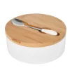CERAMICZNA CUKIERNICA Z POKRYWĄ I ŁYŻECZKĄ biała