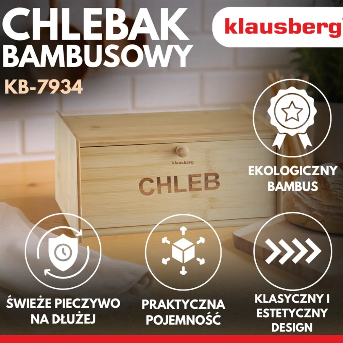 CHLEBAK POJEMNIK BAMBUSOWY NA PIECZYWO KLAUSBERG KB-7934