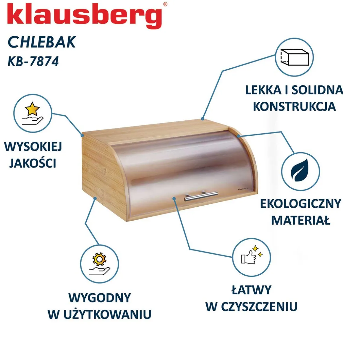 CHLEBAK POJEMNIK BAMBUSOWY NA PIECZYWO KLAUSBERG KB-7874