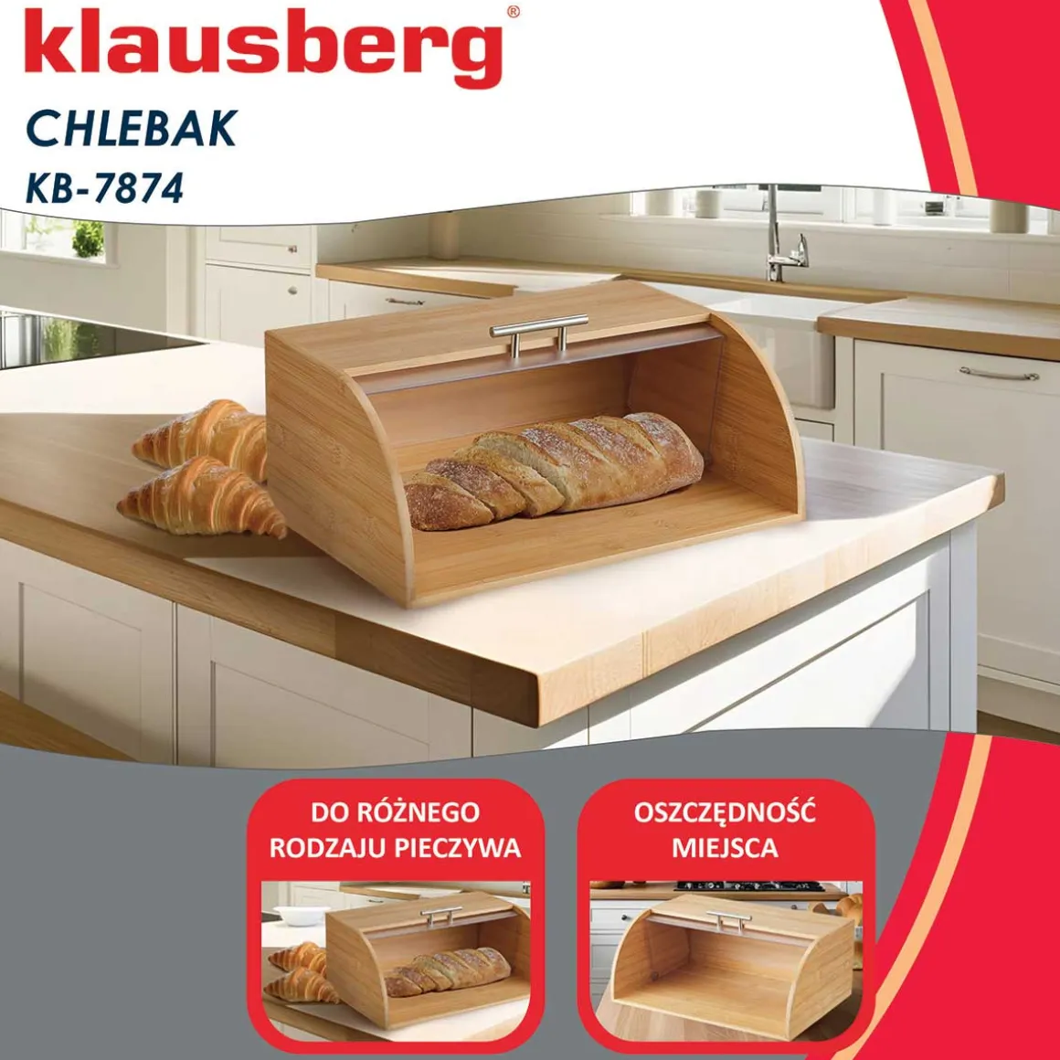 CHLEBAK POJEMNIK BAMBUSOWY NA PIECZYWO KLAUSBERG KB-7874