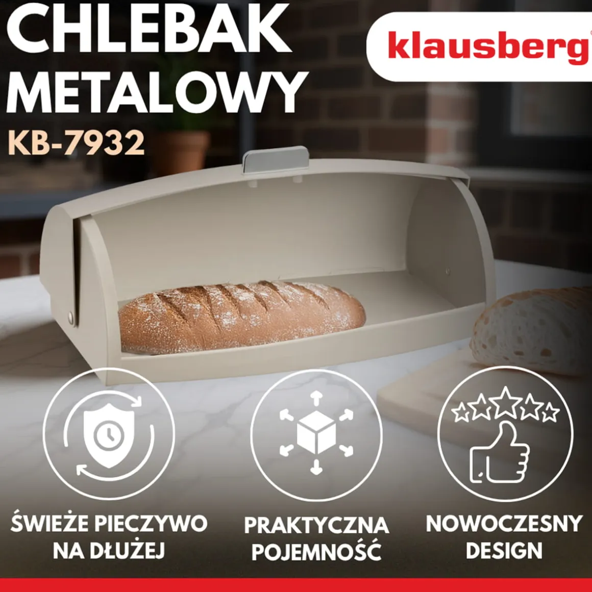 CHLEBAK POJEMNIK STALOWY NA PIECZYWO KLAUSBERG KB-7932