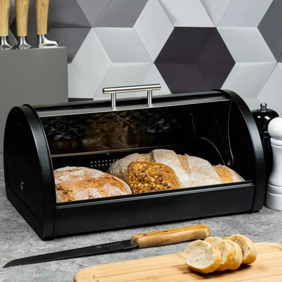 CHLEBAK STALOWY POKRYWĄ DIAMOND KLAUSBERG KB-7454