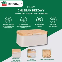 CHLEBAK STALOWY Z BABUSOWĄ POKRYWĄ KINGHOFF KH-1928