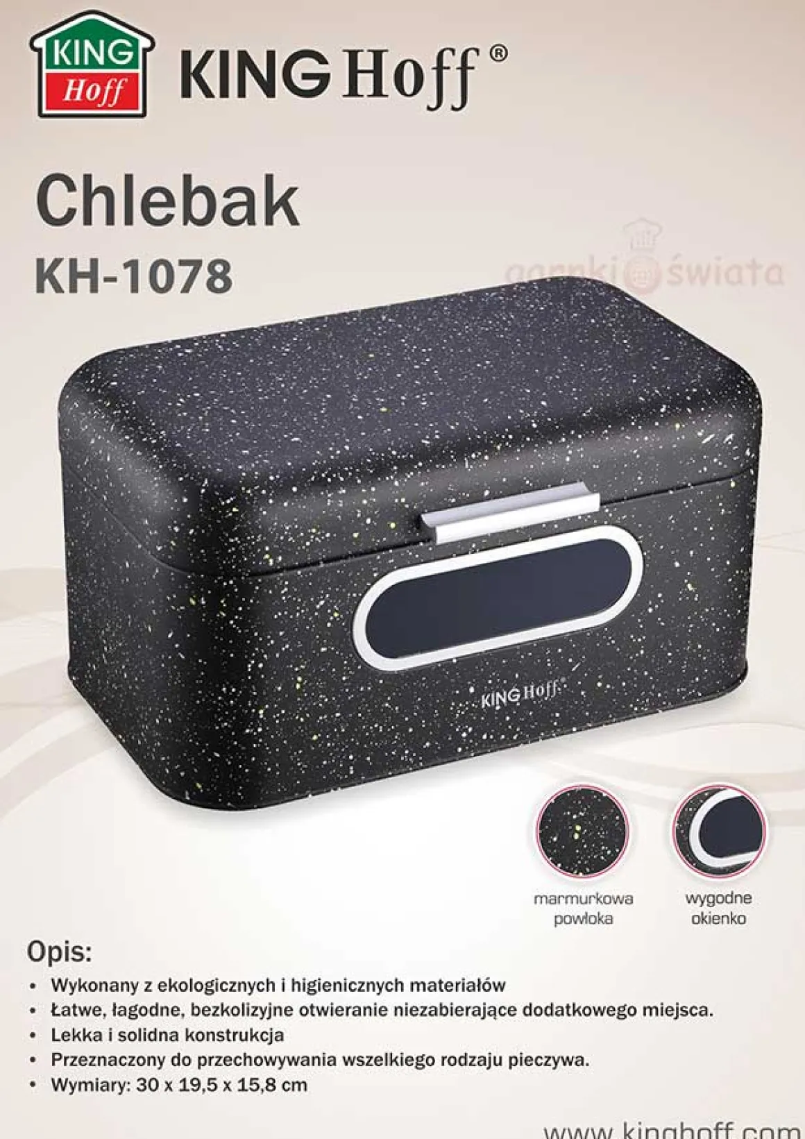 CHLEBAK STALOWY Z OKIENKIEM KINGHOFF KH-1078