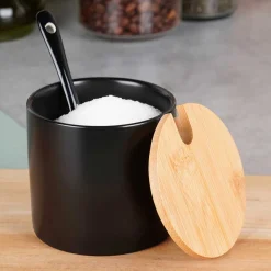 CUKIERNICA CUKIERNICZKA CERAMICZNA Z ŁYŻECZKĄ CZARNA 139681