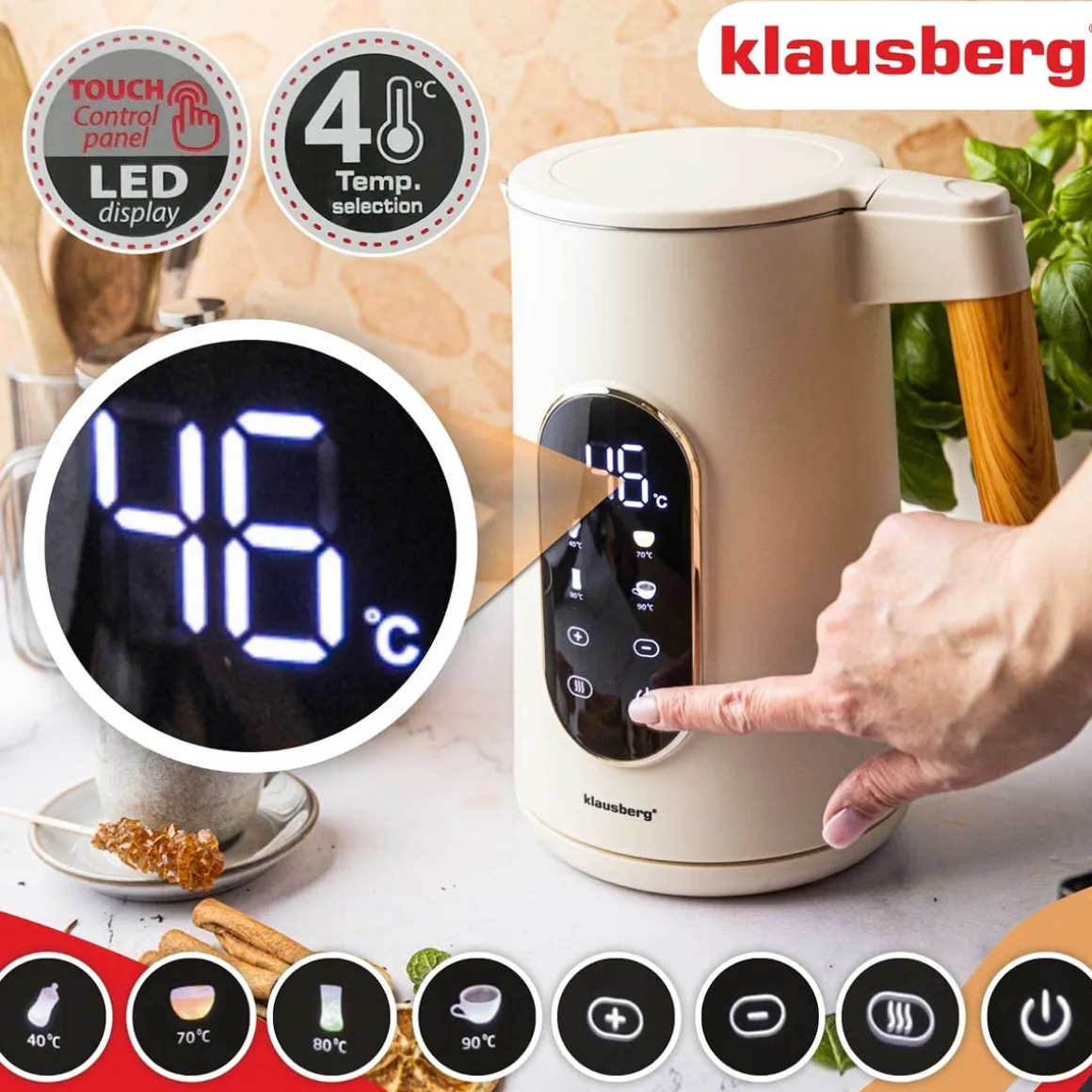 CZAJNIK ELEKTRYCZNY 1,7L KLAUSBERG KB-9005 REGULACJA TEMPERATURY