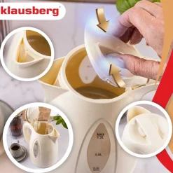 CZAJNIK ELEKTRYCZNY 1,2L KLAUSBERG KB-9002 KREMOWY