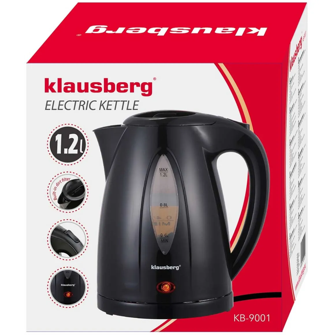 CZAJNIK ELEKTRYCZNY 1,2L KLAUSBERG KB-9001 CZARNY