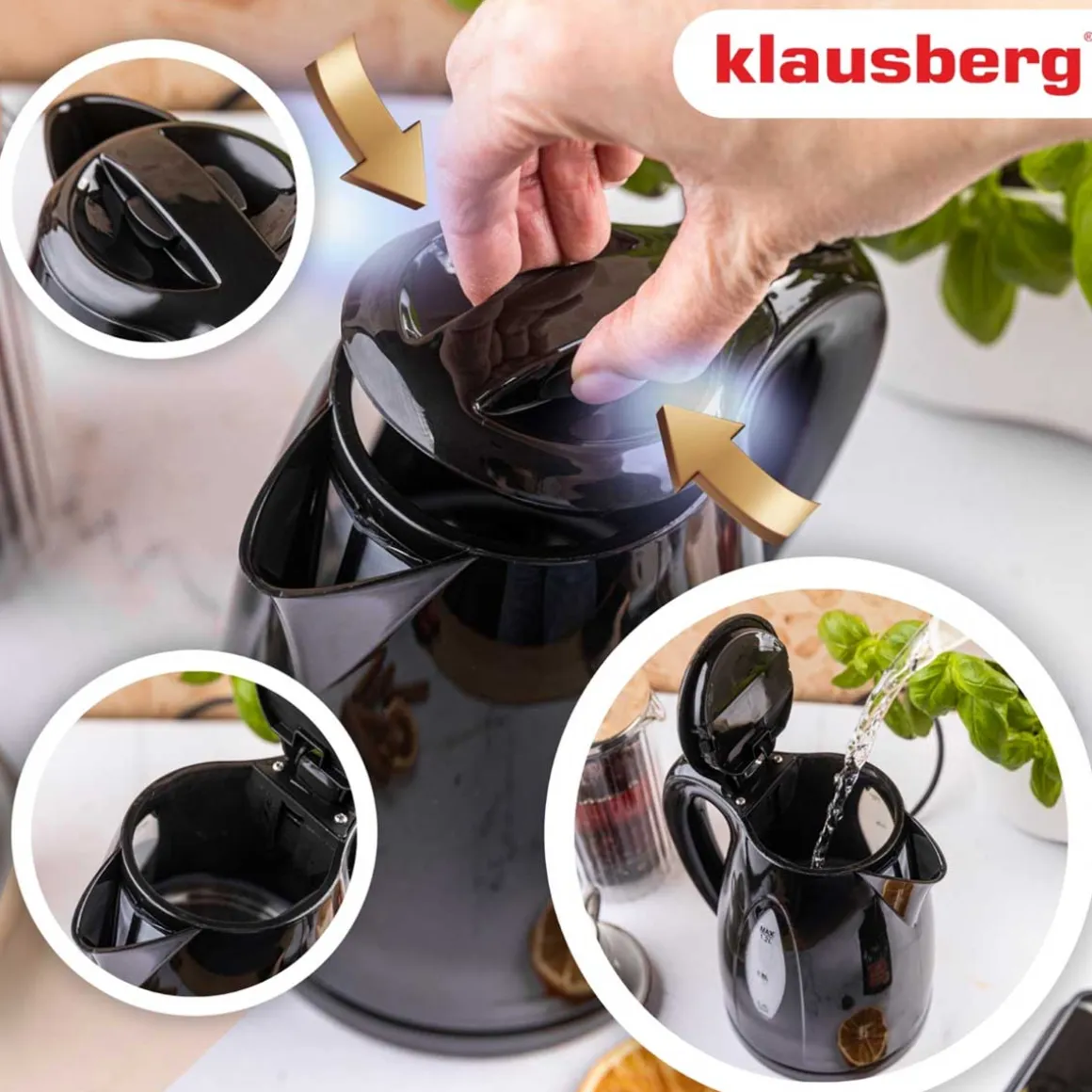 CZAJNIK ELEKTRYCZNY 1,2L KLAUSBERG KB-9001 CZARNY