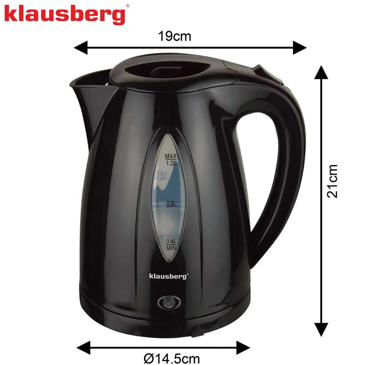 CZAJNIK ELEKTRYCZNY 1,2L KLAUSBERG KB-9001 CZARNY