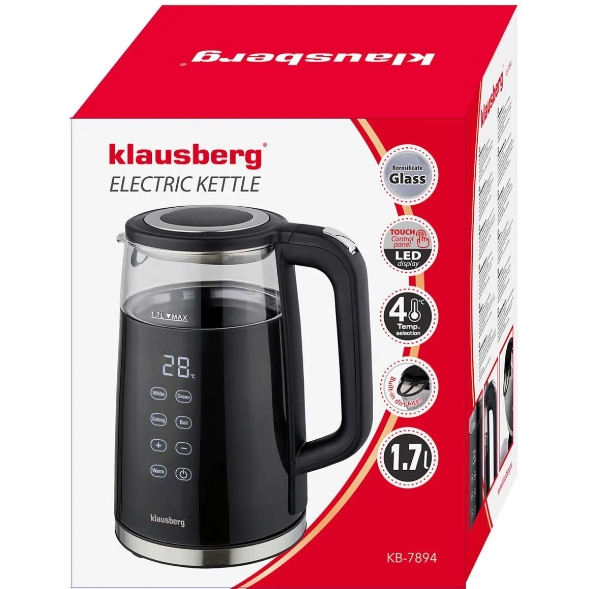 CZAJNIK ELEKTRYCZNY 1,7L KLAUSBERG KB-7894 LED REGULACJA TEMPERATURY