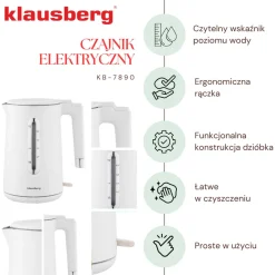 CZAJNIK ELEKTRYCZNY 1,7L KLAUSBERG KB-7890 BIAŁY