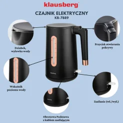 CZAJNIK ELEKTRYCZNY 1,7L KLAUSBERG KB-7889 ROSE GOLD