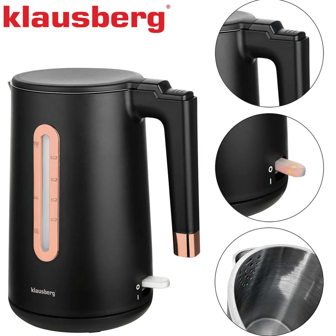 CZAJNIK ELEKTRYCZNY 1,7L KLAUSBERG KB-7889 ROSE GOLD