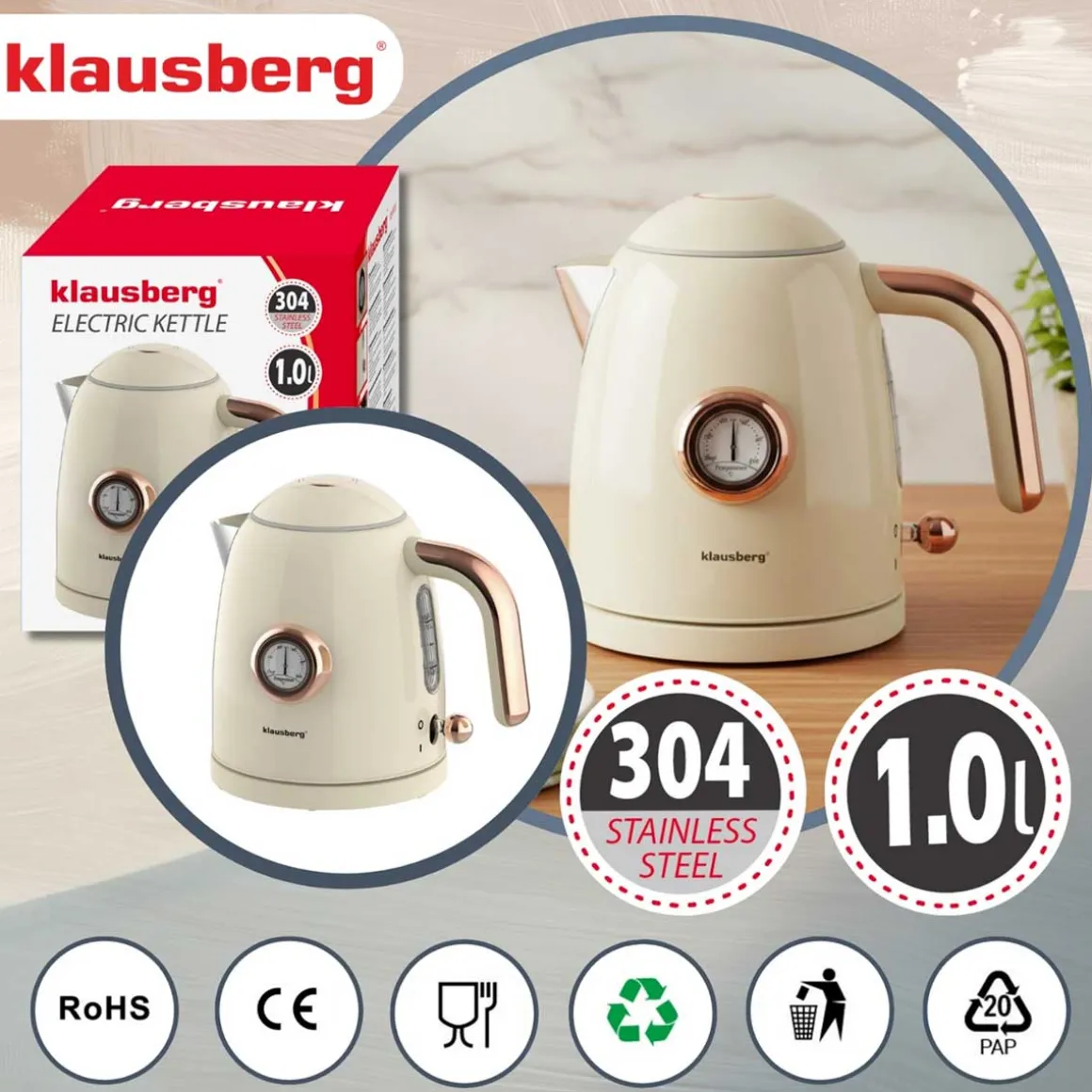 CZAJNIK ELEKTRYCZNY 1L Z TERMOMETREM KLAUSBERG KB-9018