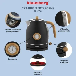CZAJNIK ELEKTRYCZNY 1,7L Z TERMOMETREM KLAUSBERG KB-7907 RETRO