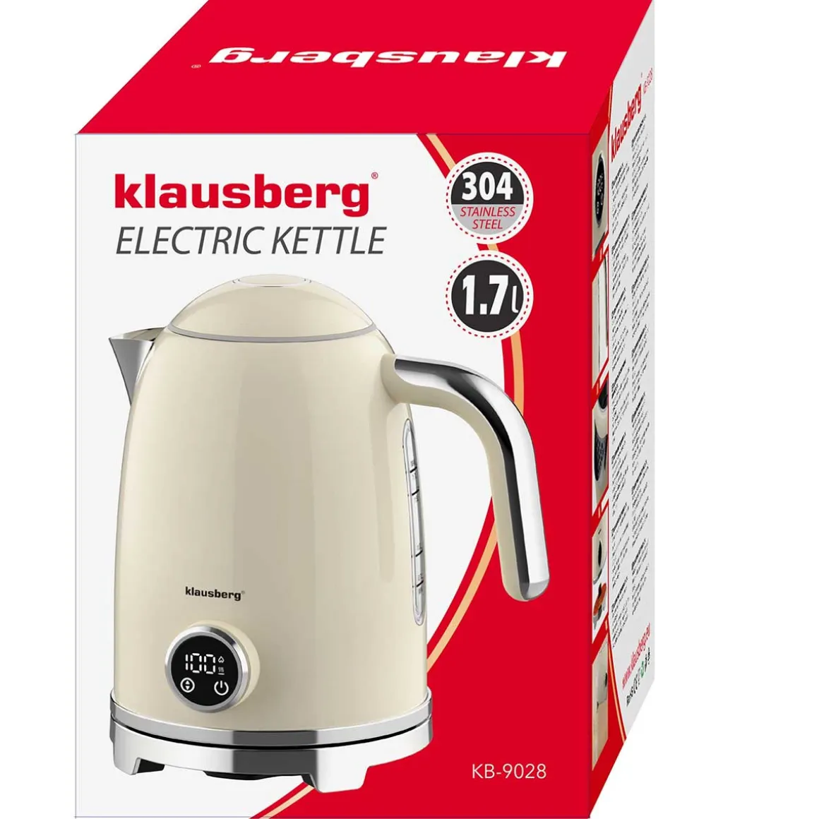 CZAJNIK ELEKTRYCZNY 1,7L Z TERMOMETREM LED KLAUSBERG KB-9028 RETRO