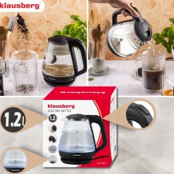 CZAJNIK ELEKTRYCZNY SZKLANY 1,2L KLAUSBERG KB-9003 LED