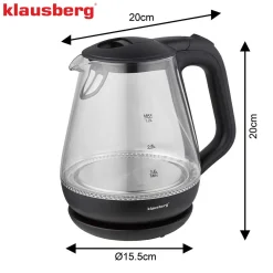CZAJNIK ELEKTRYCZNY SZKLANY 1,2L KLAUSBERG KB-9003 LED