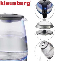 CZAJNIK ELEKTRYCZNY SZKLANY 1,8L KLAUSBERG KB-7887 LED RGB