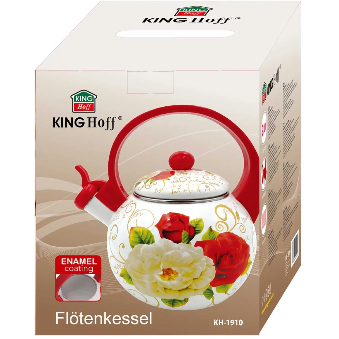 CZAJNIK EMALIOWANY 2L Z GWIZDKIEM KINGHOFF KH-1910
