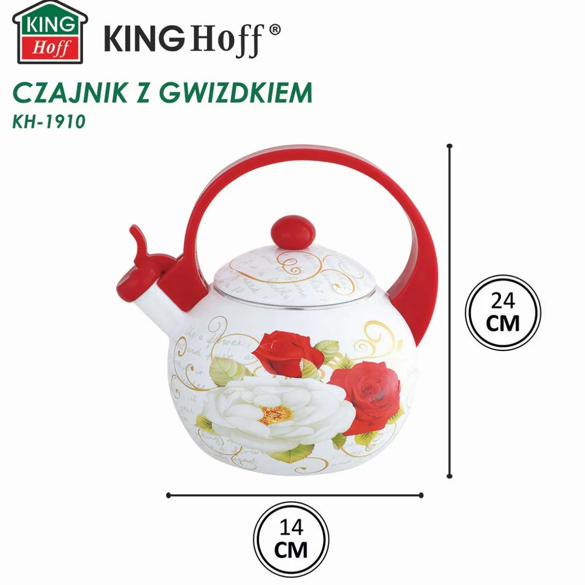 CZAJNIK EMALIOWANY 2L Z GWIZDKIEM KINGHOFF KH-1910