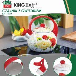 CZAJNIK EMALIOWANY 2L Z GWIZDKIEM KINGHOFF KH-1910