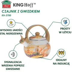 CZAJNIK EMALIOWANY 2L Z GWIZDKIEM KINGHOFF KH-3700