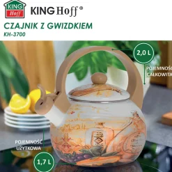 CZAJNIK EMALIOWANY 2L Z GWIZDKIEM KINGHOFF KH-3700