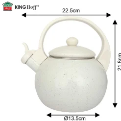 CZAJNIK EMALIOWANY 2L Z GWIZDKIEM KINGHOFF KH-2040 BEŻOWY