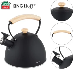 CZAJNIK 2,5L Z GWIZDKIEM KINGHOFF KH-1999 CZARNY MAT