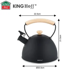 CZAJNIK 2,5L Z GWIZDKIEM KINGHOFF KH-1999 CZARNY MAT