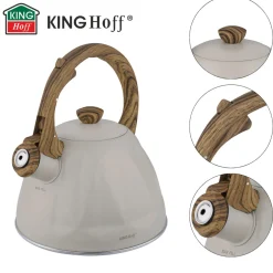 CZAJNIK 2L Z GWIZDKIEM KINGHOFF KH-1998 BEŻOWY MAT