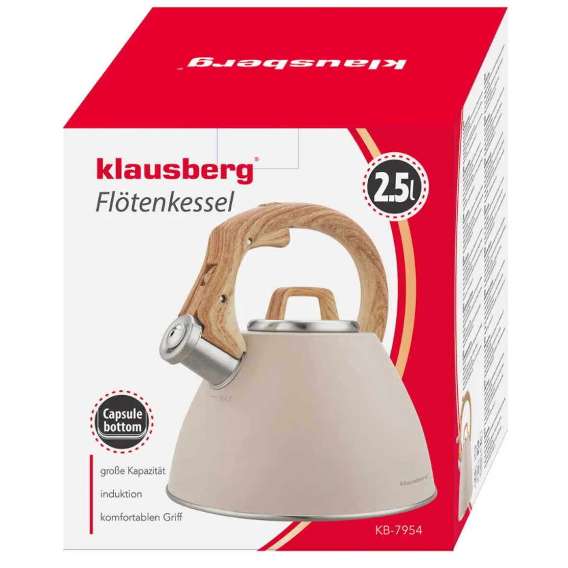 CZAJNIK STALOWY Z GWIZDKIEM 2,5L KLAUSBERG KB-7954
