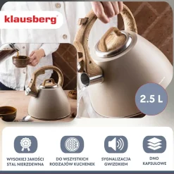 CZAJNIK STALOWY Z GWIZDKIEM 2,5L KLAUSBERG KB-7954