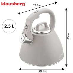 CZAJNIK STALOWY Z GWIZDKIEM 2,5L KLAUSBERG KB-7953