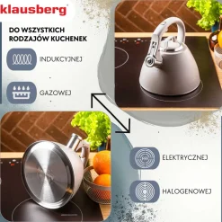 CZAJNIK STALOWY Z GWIZDKIEM 2,5L KLAUSBERG KB-7953
