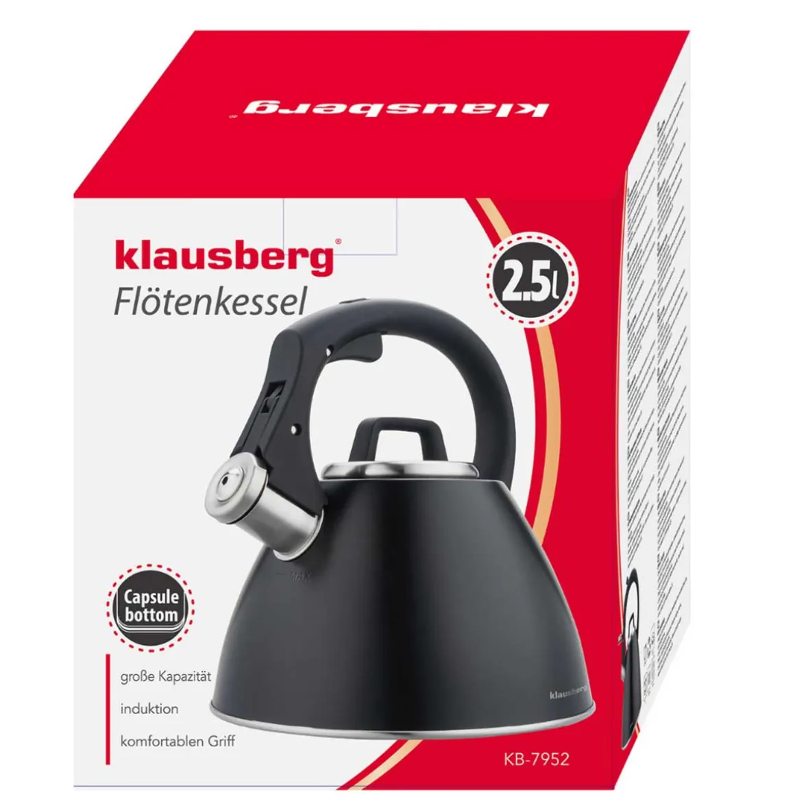 CZAJNIK STALOWY Z GWIZDKIEM 2,5L KLAUSBERG KB-7952