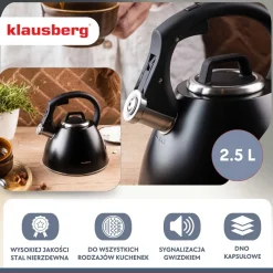 CZAJNIK STALOWY Z GWIZDKIEM 2,5L KLAUSBERG KB-7952