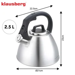 CZAJNIK STALOWY Z GWIZDKIEM 2,5L KLAUSBERG KB-7951