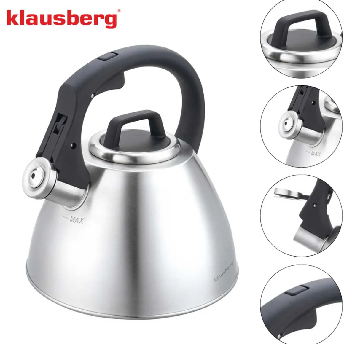 CZAJNIK STALOWY Z GWIZDKIEM 2,5L KLAUSBERG KB-7951
