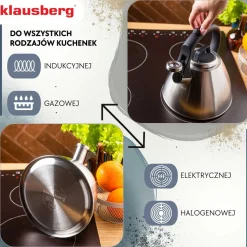 CZAJNIK STALOWY Z GWIZDKIEM 2,5L KLAUSBERG KB-7951